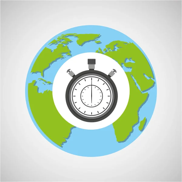 Globo mundo entrega reloj tiempo — Vector de stock