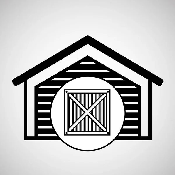 Storage building wooden box delivery icon — Stock Vector