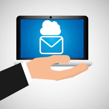 adam el dizüstü Mobil e-posta bulut sosyal medya tutar