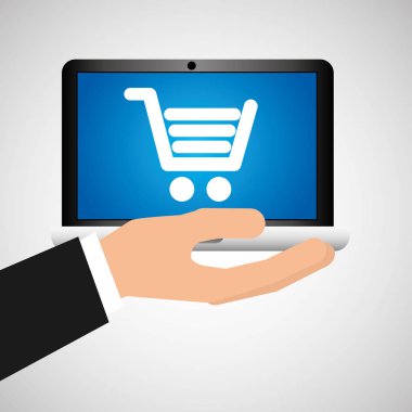 adam el dizüstü bilgisayar telefon alışveriş sepeti medya tutar