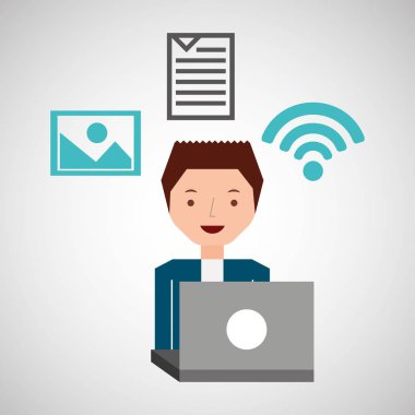 mutlu adam dizüstü fotoğraf Internet belge kullanma