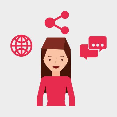 Kız kullanıcı dizüstü paylaşım kabarcık konuşmak dünya