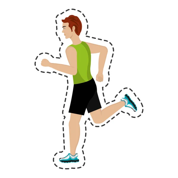 Atleet lopende geïsoleerde pictogram — Stockvector