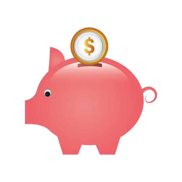 Piggy oszczędności pieniądze ikona — Wektor stockowy