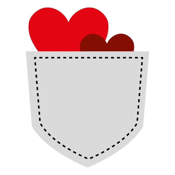 Bolsillo camisa con corazones — Vector de stock