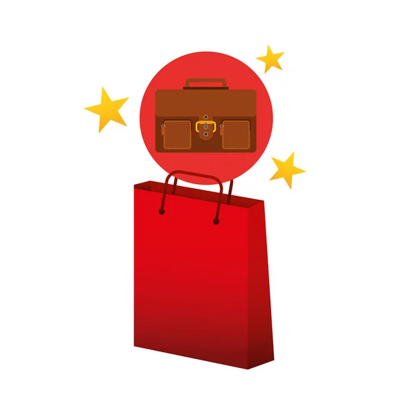 Valise sac rouge cadeau star design — Image vectorielle