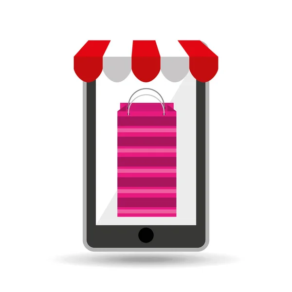 Zakupy online projekt różowy torba prezent — Wektor stockowy