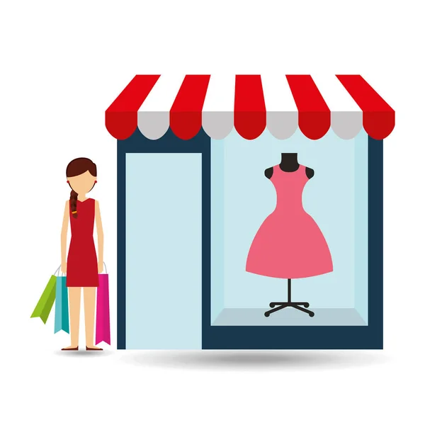 Vêtements femme achète cadeaux — Image vectorielle