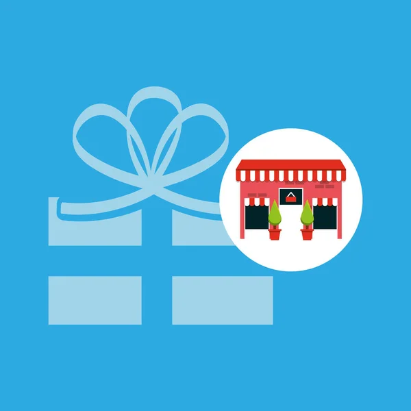 Linda tienda de compras caja de regalo — Archivo Imágenes Vectoriales