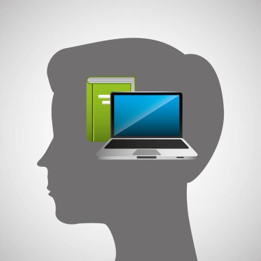 siluet baş çocuk dizüstü kitap eğitim online