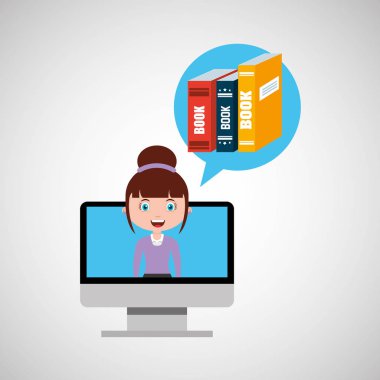 Kütüphane eğitim online tasarım kız