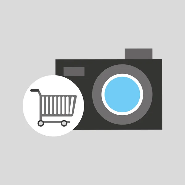 Comprar carrinho câmera de design fotográfico — Vetor de Stock
