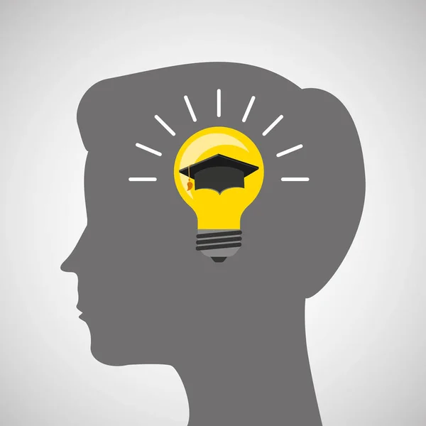 Силует голова хлопчик ідея шапка випускна освіта онлайн — стоковий вектор