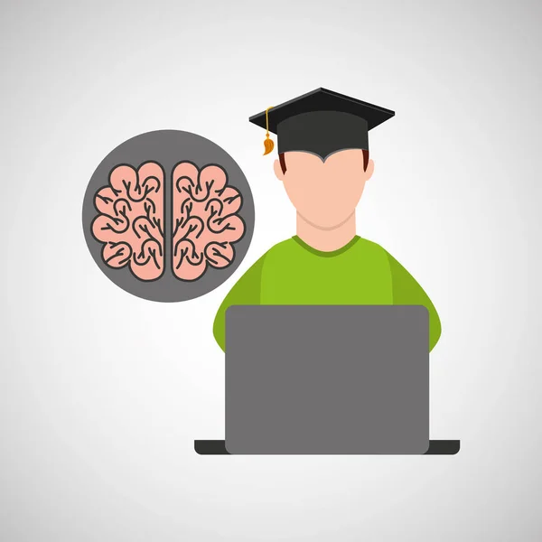 Знания об окончании школы онлайн — стоковый вектор