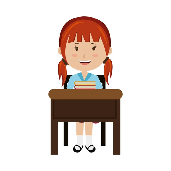 Маленький ученик в школьном кресле — стоковый вектор