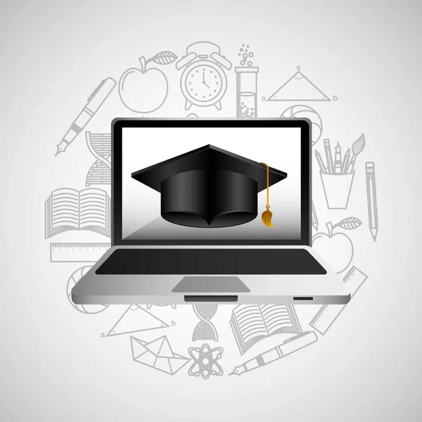Eduation concepto en línea escuela de tecnología antecedentes — Vector de stock