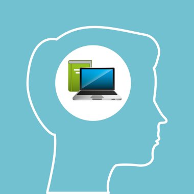 siluet baş çocuk dizüstü kitap eğitim online