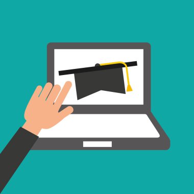 ellerini tutar dizüstü online eğitim mezuniyet