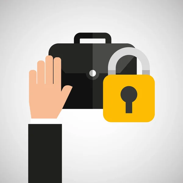 Portefeuille main entreprise icône sécurisée — Image vectorielle