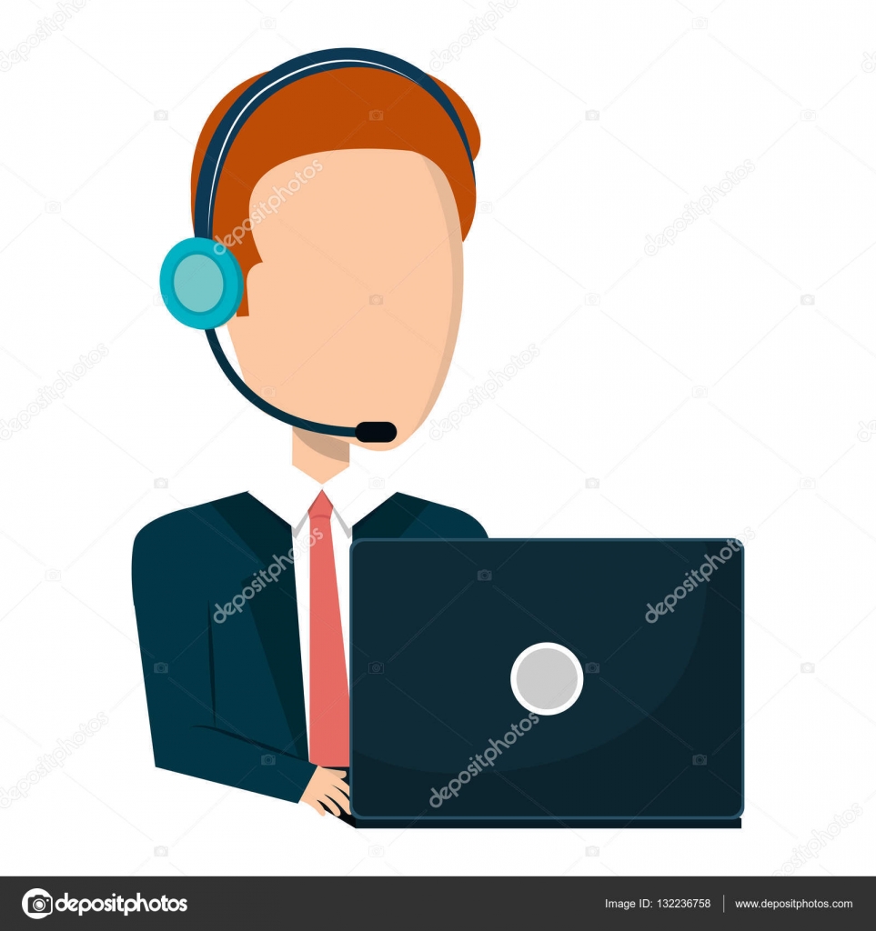 Businessman character avatar operator call center icon Stock ...