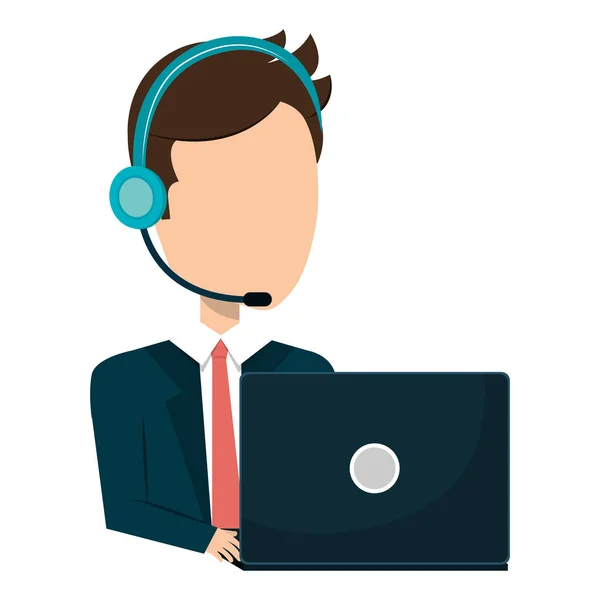 Hombre de negocios carácter avatar operador call center icono — Archivo Imágenes Vectoriales