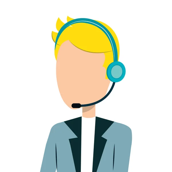 Üzletember karakter avatar fejhallgató ikonra — Stock Vector