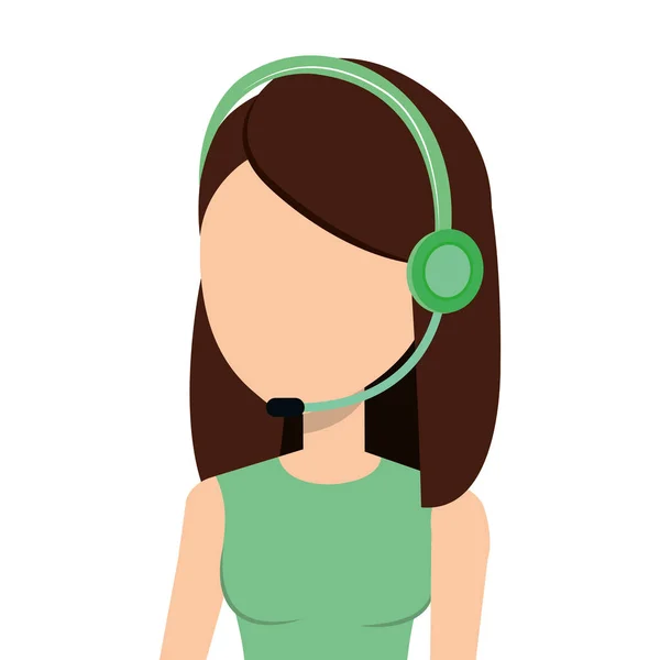 Personnage femme d'affaires avec icône casque — Image vectorielle