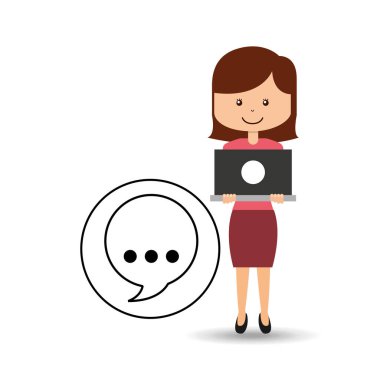 Destek assitance kavramı kız balonu konuşma ile