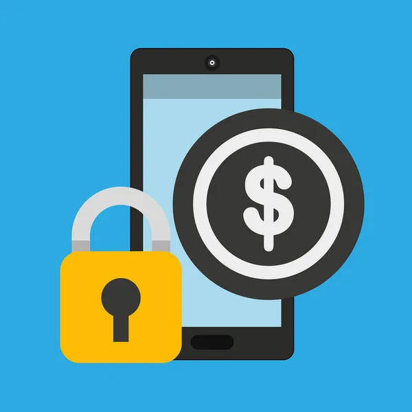 Smartphone dollarn pengar säkerhet — Stock vektor
