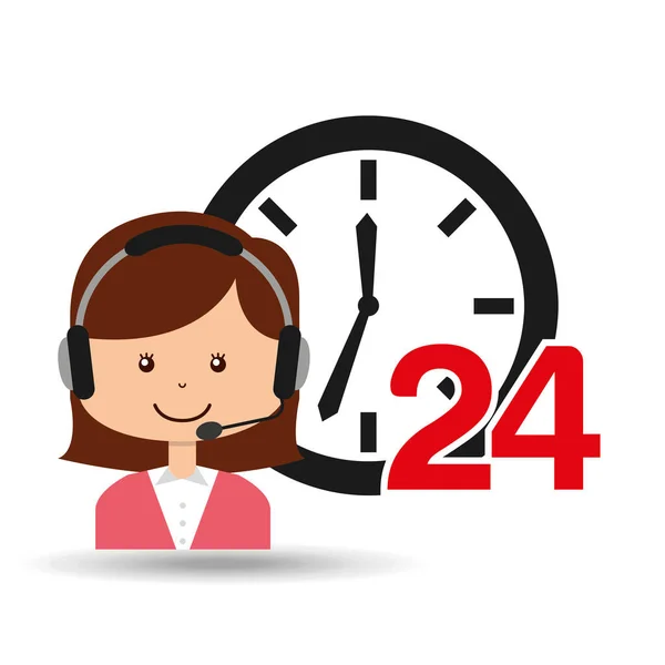 Női call center 24 óra szolgálat — Stock Vector