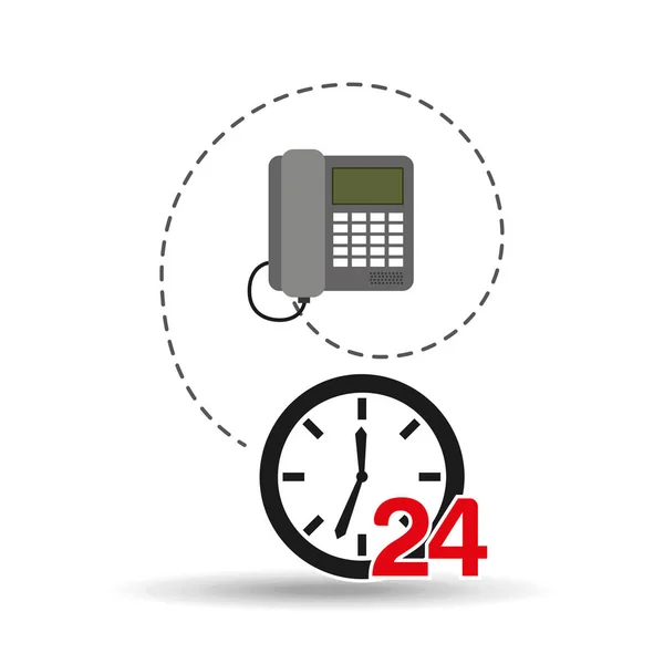 Centro de llamadas telefónicas 24 horas — Vector de stock