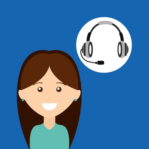 Girl headphones for support — Stock Vector