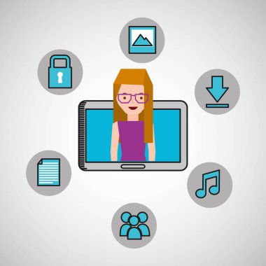 karakter kız teknoloji sosyal medya simge