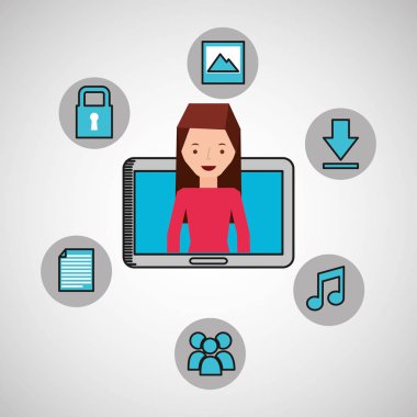 karakter kız teknoloji sosyal medya simge