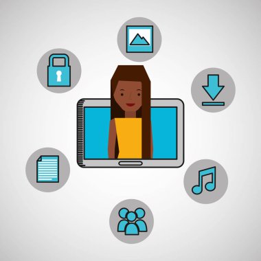 karakter kız teknoloji sosyal medya simge