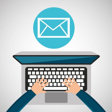 kişi çalışma dizüstü e-posta sosyal medya grafik