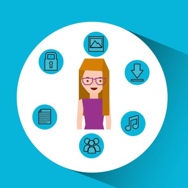 karakter kız teknoloji sosyal medya simge