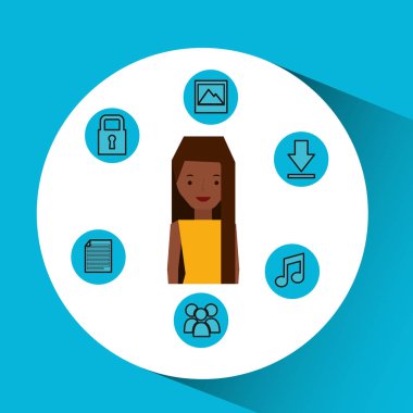 karakter kız teknoloji sosyal medya simge