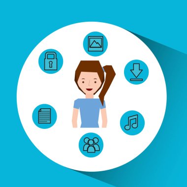 karakter kız teknoloji sosyal medya simge