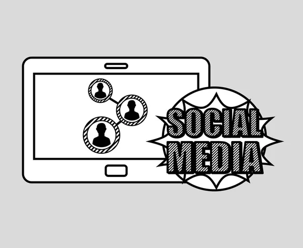 Hand Rita grupp sociala medier mobil — Stock vektor