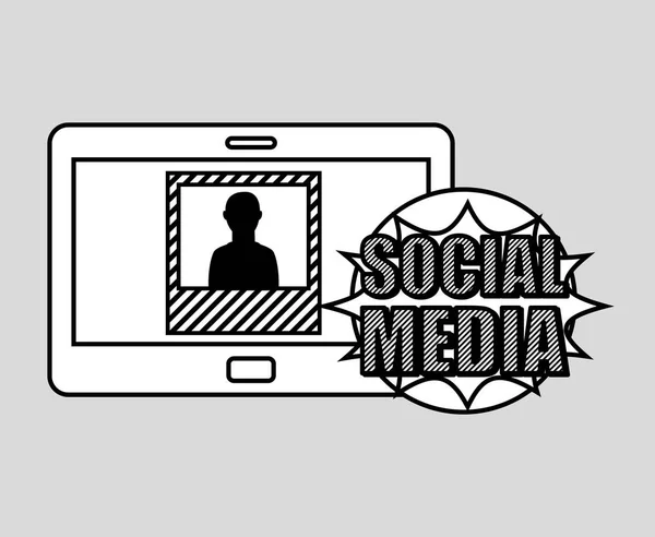 Mão desenho imagem perfil mídia social móvel — Vetor de Stock