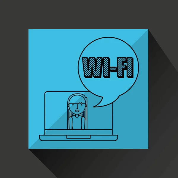 字符画 wifi 技术社会媒体 — 图库矢量图片