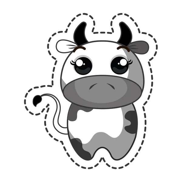 Lindo personaje de vaca kawaii — Vector de stock