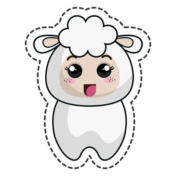 Mignon mouton kawaii caractère — Image vectorielle