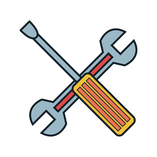 Isoliertes Symbol für Schraubenschlüssel und Schraubenzieher — Stockvektor