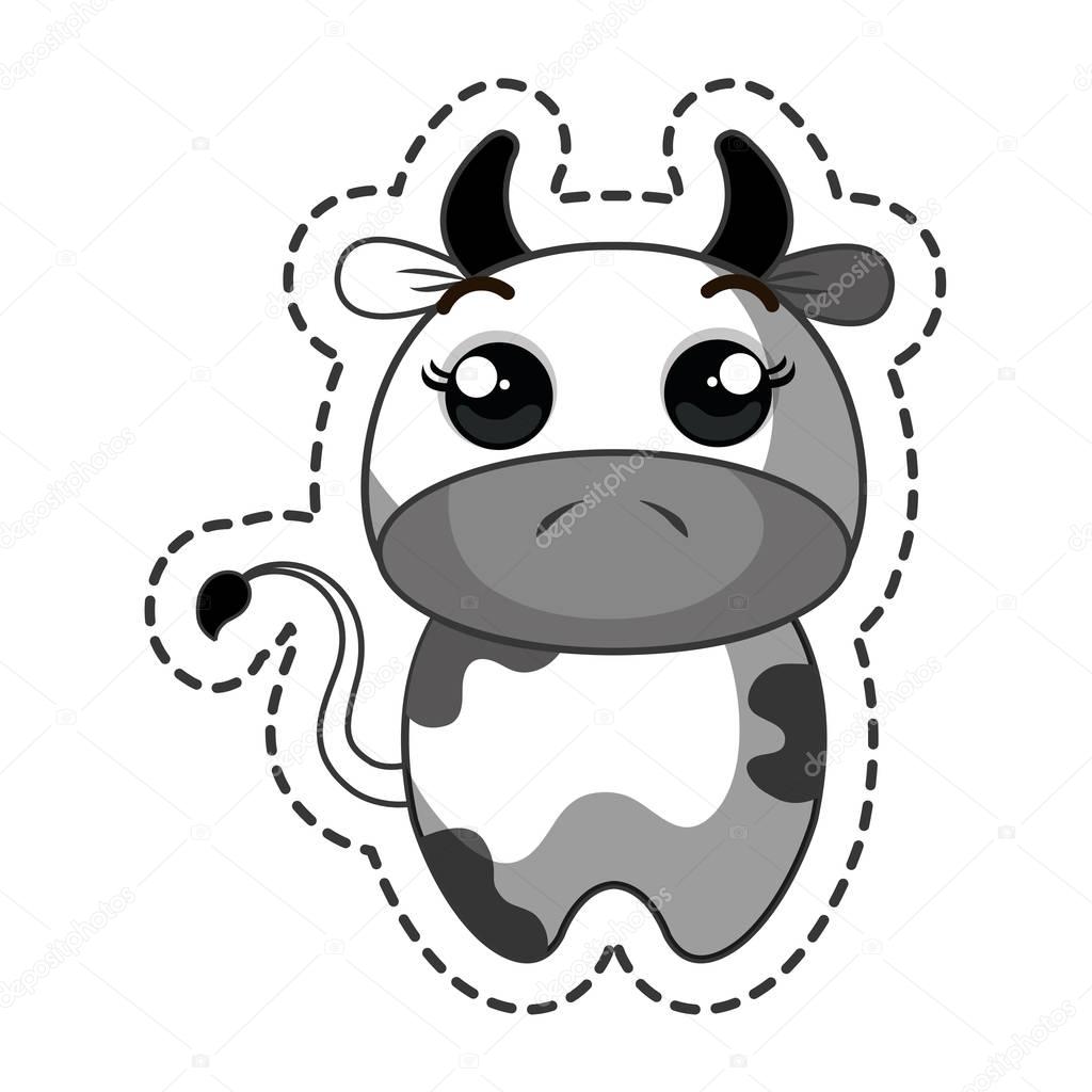 Kawaii cow drawing | Cute cow kawaii character — Stock Vector