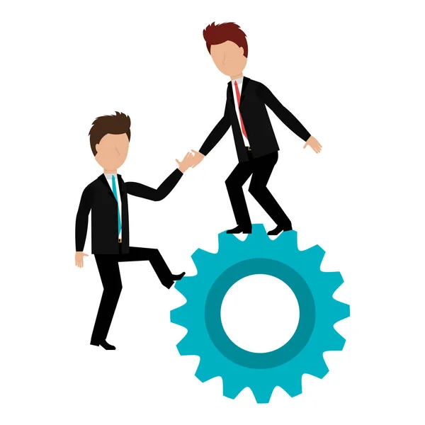 Business people with gear teamwork — Stock Vector