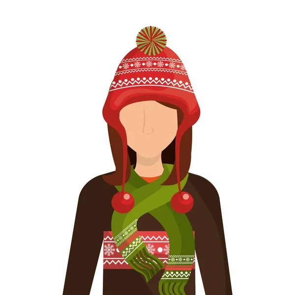 Personaje persona con ropa de invierno — Vector de stock