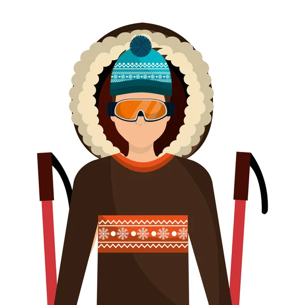 Avatar esquiador com equipamento — Vetor de Stock