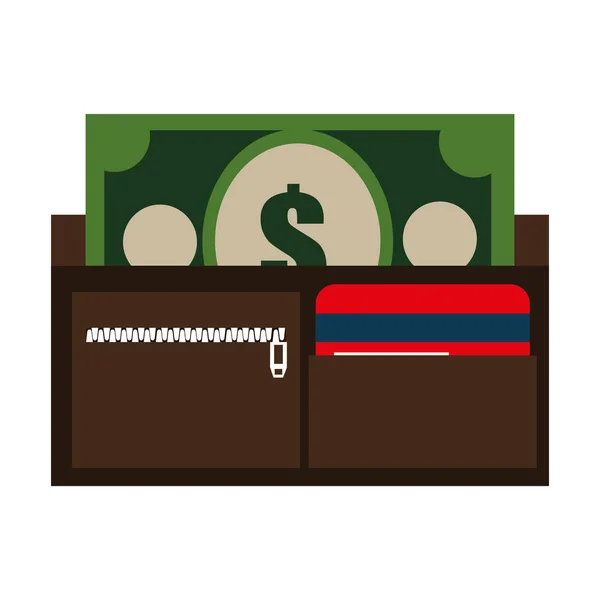 Dinheiro da carteira ícone isolado — Vetor de Stock